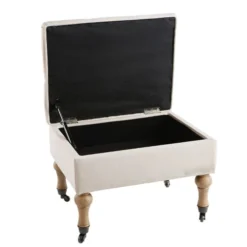 Maisons Du Monde Assises Pouf Coffre Capitonné à Roulettes En Lin écru -Magasin De Chaises pouf coffre capitonne a roulettes en lin ecru 1000 8 2 176876 3