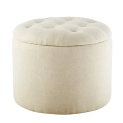 Maisons Du Monde Poufs Pouf Coffre Capitonné Crème