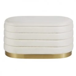 Maisons Du Monde Poufs Pouf Coffre De Rangement Blanc Et Doré