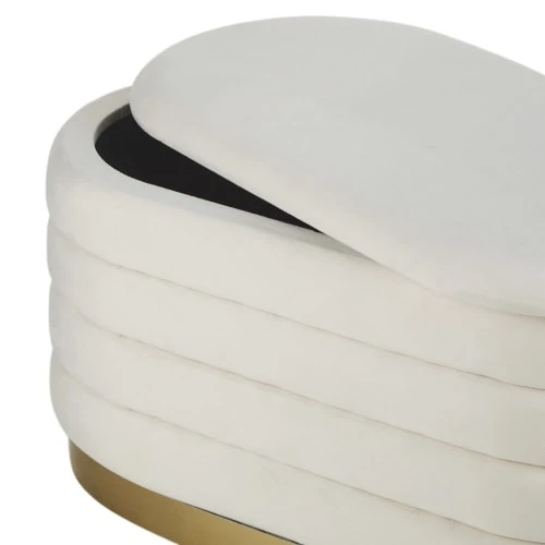 Maisons Du Monde Poufs Pouf Coffre De Rangement Blanc Et Doré 3 Maisons Du Monde Poufs Pouf Coffre De Rangement Blanc Et Doré – Image 3