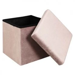 The Home Deco Factory Poufs Pouf Coffre De Rangement Rose Poudré -Magasin De Chaises pouf coffre de rangement rose poudre 3