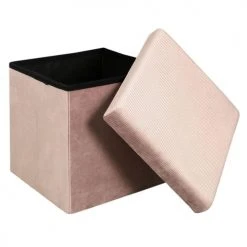 The Home Deco Factory Poufs Pouf Coffre De Rangement Rose Poudré -Magasin De Chaises pouf coffre de rangement rose poudre 5