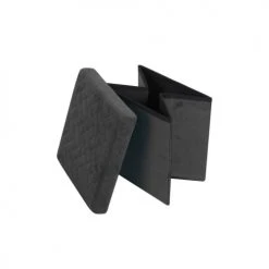 Urban Living Poufs Pouf Coffre De Rangement Velours Noir - 37.5x37.5x37.5cm -Magasin De Chaises pouf coffre de rangement velours noir 37 5x37 5x37 5cm 2