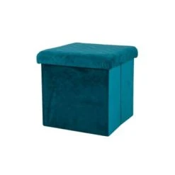 Urban Living Poufs Pouf Coffre De Rangement Velours Noir - 37.5x37.5x37.5cm -Magasin De Chaises pouf coffre de rangement velours vert 37 5x37 5x37 5cm