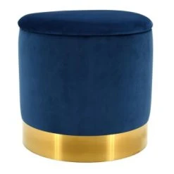 Aubry Gaspard Poufs Pouf Coffre En Velours Et Métal Bleu/or 5 Aubry Gaspard Poufs Pouf Coffre En Velours Et Métal Bleu/or -Magasin De Chaises pouf coffre en velours et metal bleu or 3