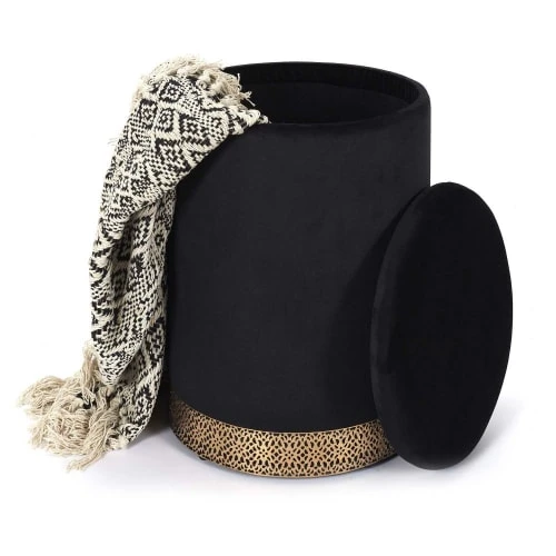 Pouf coffre Mirage noir The Home Deco Factory Poufs Pouf Coffre Mirage Noir -Magasin De Chaises pouf coffre mirage noir 3