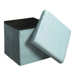 The Home Deco Factory Poufs Pouf Coffre Pliable En Velours Design L. 38 X H. 38 Cm Bleu -Magasin De Chaises pouf coffre pliable en velours design l 38 x h 38 cm bleu 2