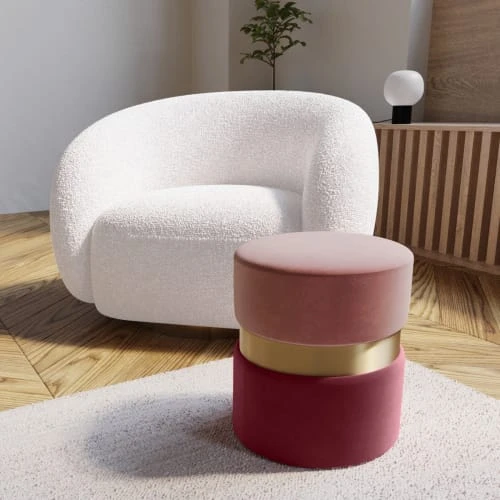 Pouf contemporain, bicolore rouge Potiron Paris Poufs Pouf Contemporain, Bicolore Rouge -Magasin De Chaises pouf contemporain bicolore rouge 2