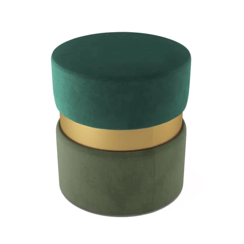 Pouf contemporain, bicolore vert et métal or Potiron Paris Poufs Pouf Contemporain, Bicolore Vert Et Métal Or -Magasin De Chaises pouf contemporain bicolore vert et metal or