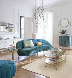 Maisons Du Monde Poufs Pouf Coquillage En Velours Bleu Et Pin -Magasin De Chaises pouf coquillage en velours bleu et pin 1000 9 27 190800 9