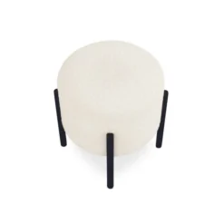 Potiron Paris Poufs Pouf écru Effet Laine Bouclée, Pieds En Métal Noir -Magasin De Chaises pouf ecru effet laine bouclee pieds en metal noir 2
