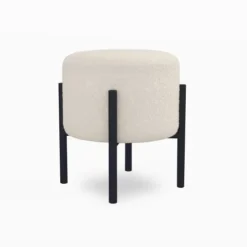 Potiron Paris Poufs Pouf écru Effet Laine Bouclée, Pieds En Métal Noir -Magasin De Chaises pouf ecru effet laine bouclee pieds en metal noir 3