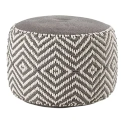 Maisons Du Monde Poufs Pouf En Coton Gris Et Blanc