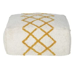 Maisons Du Monde Poufs Pouf En Coton Jaune Et Blanc
