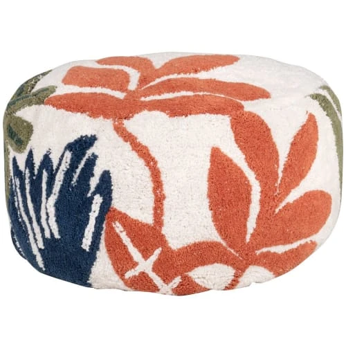 Maisons Du Monde Poufs Pouf En Coton Motif Végétal Blanc, Bleu, Vert Et Orange -Magasin De Chaises pouf en coton motif vegetal blanc bleu vert et orange 1000 16 36 226643 1