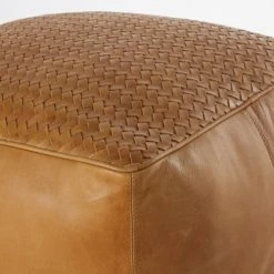 Maisons Du Monde Poufs Pouf En Cuir De Buffle Camel Tressé -Magasin De Chaises pouf en cuir de buffle camel tresse 1000 4 12 202593 3