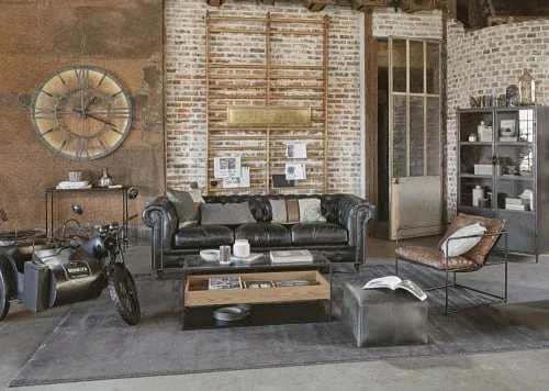 Pouf en cuir de buffle noir Maisons Du Monde Poufs Pouf En Cuir De Buffle Noir -Magasin De Chaises pouf en cuir de buffle noir 1000 8 37 190646 10