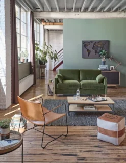 Maisons Du Monde Poufs Pouf En Cuir De Chèvre Et Coton