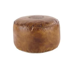 Maisons Du Monde Poufs Pouf En Cuir De Chèvre Marron