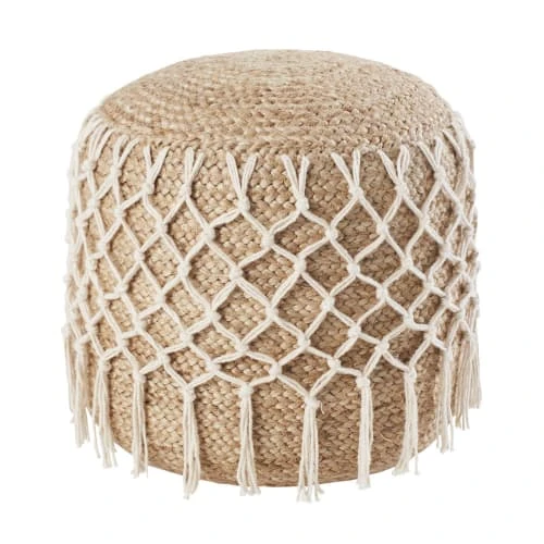 Pouf en jute tressé et corde en coton écru Maisons Du Monde Poufs Pouf En Jute Tressé Et Corde En Coton écru -Magasin De Chaises pouf en jute tresse et corde en coton ecru 1000 3 1 200450 1