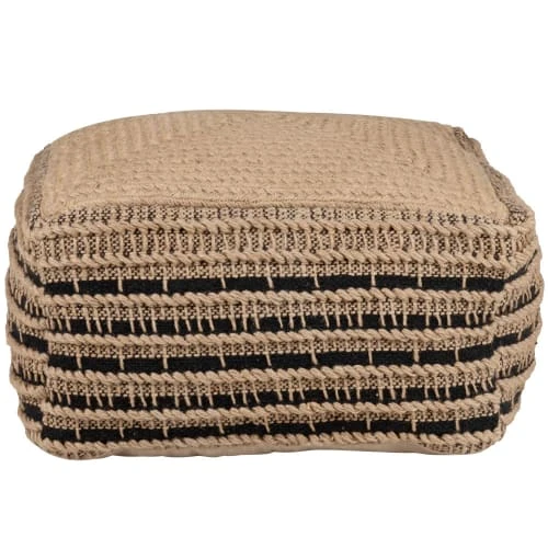 Pouf en jute tressée à la main et coton noir et beige Maisons Du Monde Poufs Pouf En Jute Tressée à La Main Et Coton Noir Et Beige -Magasin De Chaises pouf en jute tressee a la main et coton noir et beige 1000 15 28 227373 1