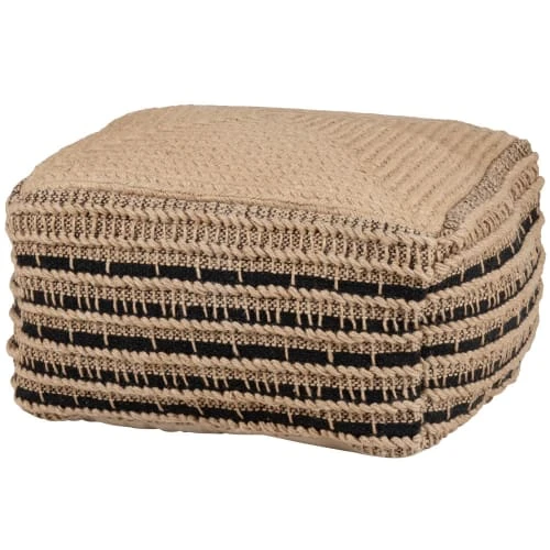 Pouf en jute tressée à la main et coton noir et beige Maisons Du Monde Poufs Pouf En Jute Tressée à La Main Et Coton Noir Et Beige -Magasin De Chaises pouf en jute tressee a la main et coton noir et beige 1000 15 28 227373 2