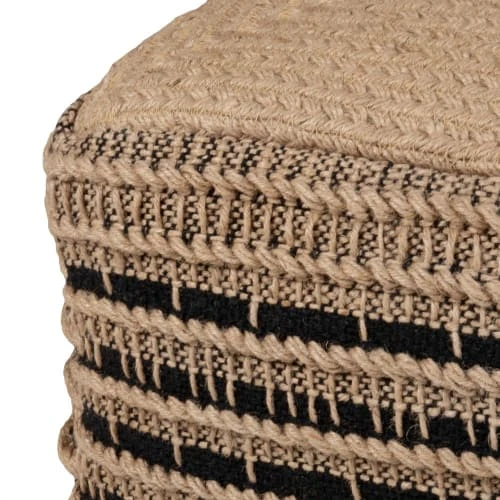 Pouf en jute tressée à la main et coton noir et beige Maisons Du Monde Poufs Pouf En Jute Tressée à La Main Et Coton Noir Et Beige -Magasin De Chaises pouf en jute tressee a la main et coton noir et beige 1000 15 28 227373 3