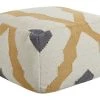 Beliani Poufs Pouf En Laine Beige Et Jaune 56 X 56 Cm