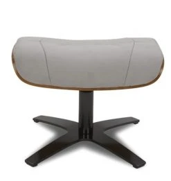 My New Design Repose-pieds Pouf En Microfibre Et ChĂȘne Naturel - Microfibre Gris