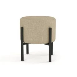 Potiron Paris Poufs Pouf En Tissu Gris, Pieds En Métal Noir -Magasin De Chaises pouf en tissu beige pieds en metal noir 4
