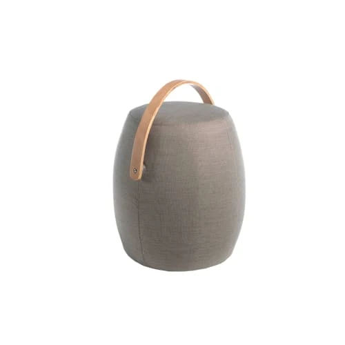 Pouf en tissu gris avec anse en cuir marron Angel Cerda Poufs Pouf En Tissu Gris Avec Anse En Cuir Marron -Magasin De Chaises pouf en tissu gris avec anse en cuir marron