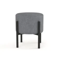 Potiron Paris Poufs Pouf En Tissu Beige, Pieds En Métal Noir -Magasin De Chaises pouf en tissu gris pieds en metal noir