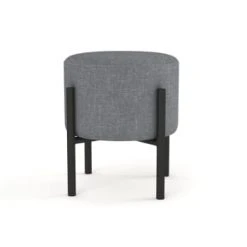 Potiron Paris Poufs Pouf En Tissu Gris, Pieds En Métal Noir -Magasin De Chaises pouf en tissu gris pieds en metal noir 4