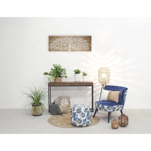 Pouf en tissu jungle Aubry Gaspard Poufs Pouf En Tissu Jungle -Magasin De Chaises pouf en tissu jungle 3