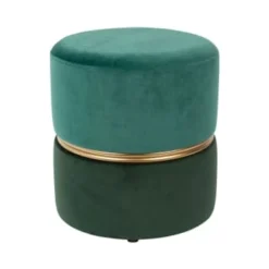 Drawer Poufs Pouf En Velours Bleu Canard Et Vert Forêt -Magasin De Chaises pouf en velours bleu canard et vert foret 4