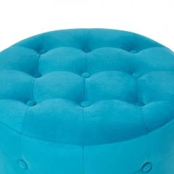 Beliani Poufs Pouf En Velours Bleu Ciel ⌀ 55 Cm -Magasin De Chaises pouf en velours bleu ciel 55 cm 2