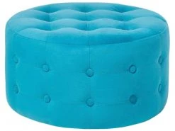Beliani Poufs Pouf En Velours Bleu Ciel ⌀ 55 Cm