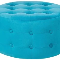 Beliani Poufs Pouf En Velours Bleu Ciel ⌀ 55 Cm -Magasin De Chaises pouf en velours bleu ciel 55 cm