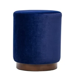 Nordlys Poufs Pouf En Velours Bleu Et Base En Bois