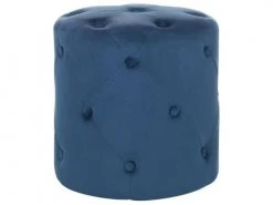 Beliani Poufs Pouf En Velours Bleu Foncé