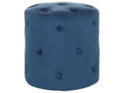 Beliani Poufs Pouf En Velours Bleu Foncé -Magasin De Chaises pouf en velours bleu fonce 4