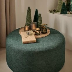 Pomax Poufs Pouf En Velours D80cm Vert -Magasin De Chaises pouf en velours d80cm vert 2