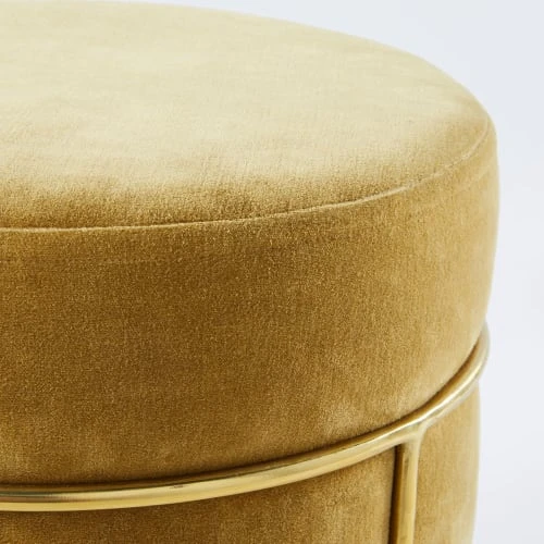 Pouf en velours jaune et métal doré Maisons Du Monde Poufs Pouf En Velours Jaune Et Métal Doré -Magasin De Chaises pouf en velours jaune et metal dore 1000 16 37 202741 2