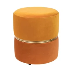 Drawer Poufs Pouf En Velours Jaune Et Orange