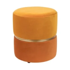 Drawer Poufs Pouf En Velours Jaune Et Orange -Magasin De Chaises pouf en velours jaune et orange 5