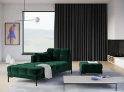 Magasin De Chaises -Magasin De Chaises pouf en velours vert bouteille 3