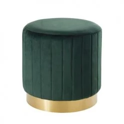 Maisons Du Monde Assises Pouf En Velours Vert Et Métal Doré