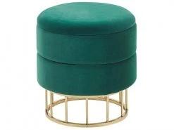 Beliani Poufs Pouf En Velours Vert Foncé Avec Rangement