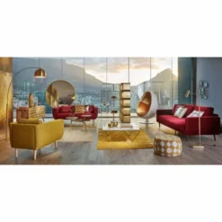 Maisons Du Monde Poufs Pouf Jacquard De Velours Moutarde Et Beige -Magasin De Chaises pouf jacquard de velours moutarde et beige 1000 6 1 165518 3