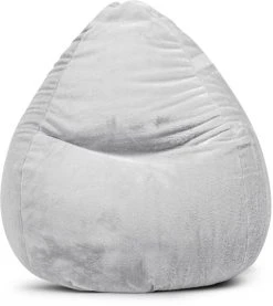 Sitting Point Poufs Pouf Poire XXL D'intérieur Fourrure Douce Gris Clair 80x130cm